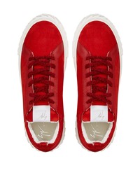 rote Wildleder niedrige Sneakers von Giuseppe Zanotti