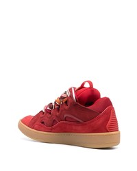 rote Wildleder niedrige Sneakers von Lanvin