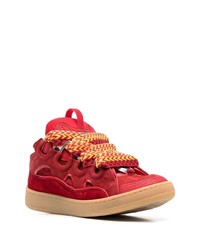 rote Wildleder niedrige Sneakers von Lanvin