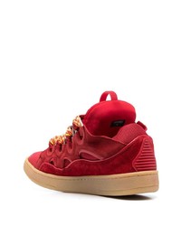 rote Wildleder niedrige Sneakers von Lanvin