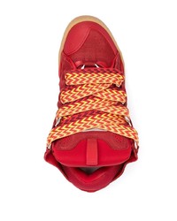 rote Wildleder niedrige Sneakers von Lanvin