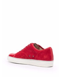 rote Wildleder niedrige Sneakers von Lanvin