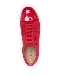 rote Wildleder niedrige Sneakers von Lanvin