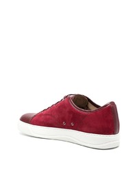 rote Wildleder niedrige Sneakers von Lanvin