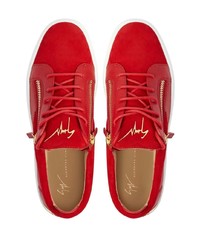 rote Wildleder niedrige Sneakers von Giuseppe Zanotti