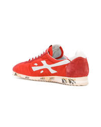 rote Wildleder niedrige Sneakers von Premiata