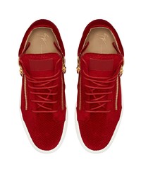 rote Wildleder niedrige Sneakers von Giuseppe Zanotti