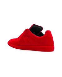 rote Wildleder niedrige Sneakers von Maison Margiela