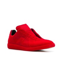 rote Wildleder niedrige Sneakers von Maison Margiela