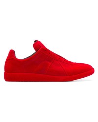 rote Wildleder niedrige Sneakers von Maison Margiela