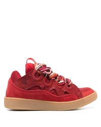 rote Wildleder niedrige Sneakers von Lanvin