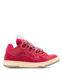 rote Wildleder niedrige Sneakers von Lanvin