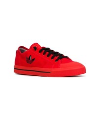 rote Wildleder niedrige Sneakers von Adidas By Raf Simons