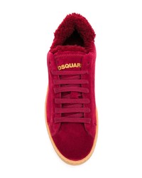 rote Wildleder niedrige Sneakers von Dsquared2