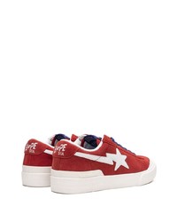 rote Wildleder niedrige Sneakers von A Bathing Ape