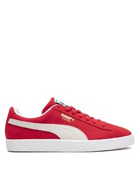 rote Wildleder niedrige Sneakers von Puma