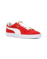 rote Wildleder niedrige Sneakers von Puma