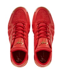 rote Wildleder niedrige Sneakers von Giuseppe Zanotti