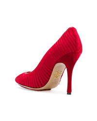 rote Wildleder Pumps von Charlotte Olympia