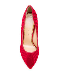 rote Wildleder Pumps von Charlotte Olympia