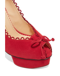 rote Wildleder Pumps von Charlotte Olympia