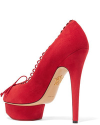 rote Wildleder Pumps von Charlotte Olympia