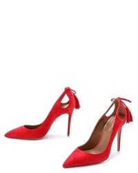 rote Wildleder Pumps von Aquazzura