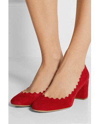 rote Wildleder Pumps von Chloé