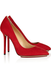 rote Wildleder Pumps von Charlotte Olympia