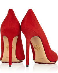 rote Wildleder Pumps von Charlotte Olympia