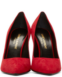 rote Wildleder Pumps von Saint Laurent