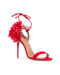 rote Wildleder Sandaletten von Aquazzura