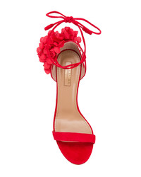 rote Wildleder Sandaletten von Aquazzura