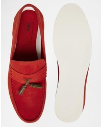 rote Wildleder Slipper mit Quasten von Asos