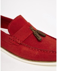 rote Wildleder Slipper mit Quasten von Asos