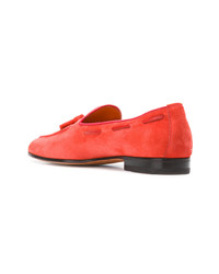 rote Wildleder Slipper mit Quasten von Santoni