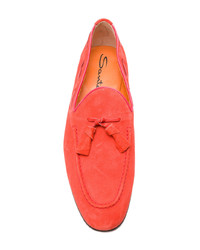 rote Wildleder Slipper mit Quasten von Santoni