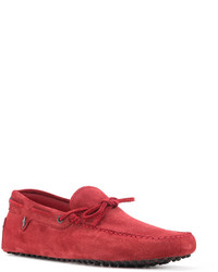 rote Wildleder Slipper von Tod's