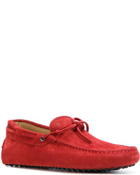 rote Wildleder Slipper von Tod's