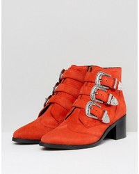 rote Wildleder Stiefeletten von Asos