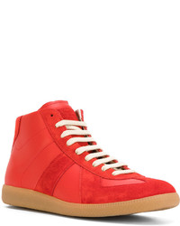 rote Wildleder Turnschuhe mit geometrischem Muster von Maison Margiela