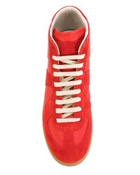 rote Wildleder Turnschuhe mit geometrischem Muster von Maison Margiela