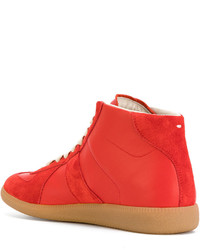 rote Wildleder Turnschuhe mit geometrischem Muster von Maison Margiela