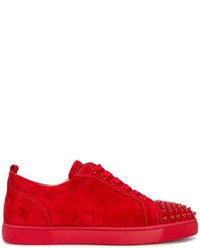 rote Wildleder Turnschuhe von Christian Louboutin