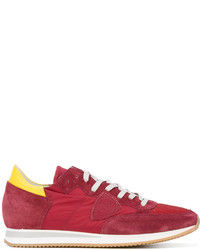 rote Wildleder Turnschuhe von Philippe Model