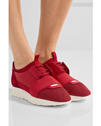 rote Wildleder Turnschuhe von Balenciaga