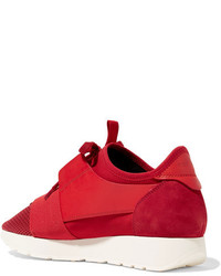 rote Wildleder Turnschuhe von Balenciaga