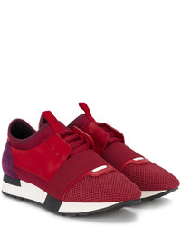 rote Wildleder Turnschuhe von Balenciaga