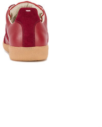 rote Wildleder Turnschuhe von Maison Margiela