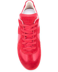 rote Wildleder Turnschuhe von Maison Margiela